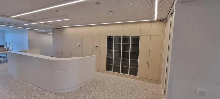 Custom commercial furniture project for Office Reception Custom Storage Cabinets by RPGroup