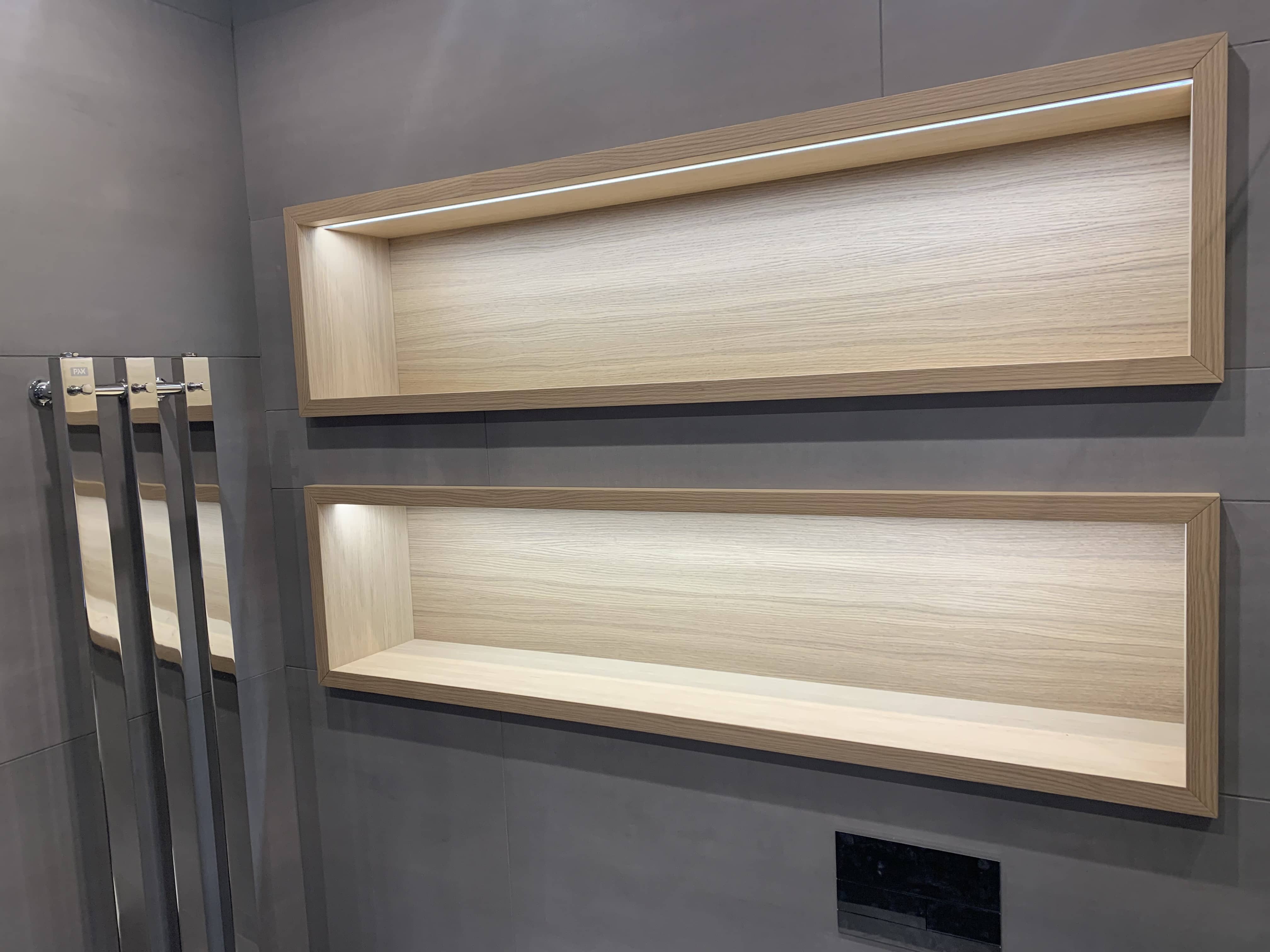 tailored shelves with linear backlight
