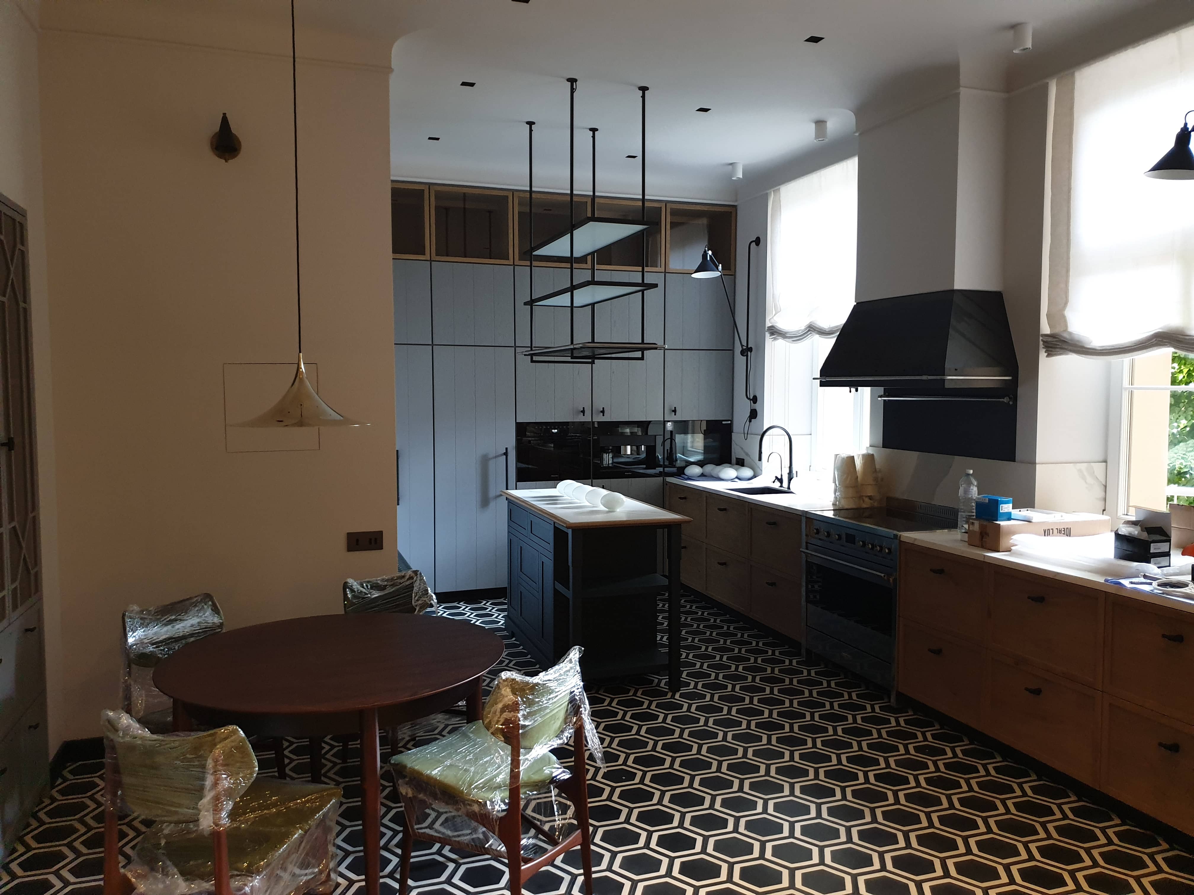 custom-made kitchen in riga with wooden elements